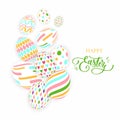 Vector illustration of multicolored Easter eggs collection on a white background. Modern calligraphy, hand lettering and hand Royalty Free Stock Photo