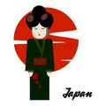 Vector illustration of multicultural national people, people on planet earth. Japanese. People of different Royalty Free Stock Photo