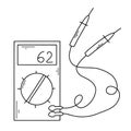 Vector illustration of a multimeter in doodle style. Linear measuring device. metrological instrument.