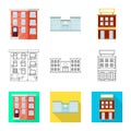 Vector illustration of municipal and center icon. Collection of municipal and estate   stock vector illustration. Royalty Free Stock Photo