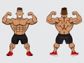 Vector illustration muscle man full body front and back view. Royalty Free Stock Photo