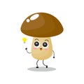 Vector illustration of mushroom character with cute expression, emoticon kawaii, get idea, smart