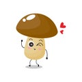 Vector illustration of mushroom character with cute expression, emoticon kawaii, lovely, wink