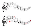 Music notes, musical notes with hearts