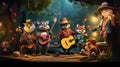 vector illustration of musical animals music troop