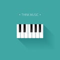 Vector illustration. Musical flat background. Piano key with keyboard. Melody. Instrument.