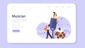 Vector illustration of musician playing music web banner or landing