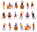 Vector illustration of musicians in a flat style Royalty Free Stock Photo