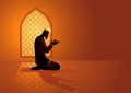 Muslim man praying inside the mosque