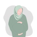 Vector illustration of a muslim pregnant woman