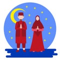 vector illustration of Muslims and Muslim woman avatars