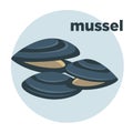 Vector illustration mussel. Seafood icon.