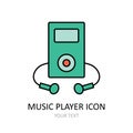 Vector illustration with mysic player. Outline icon