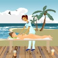 Vector illustration of naked woman pampering herself by enjoying Royalty Free Stock Photo