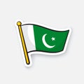 Sticker flag of Pakistan on flagstaff