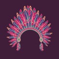 Vector illustration of native american indian chief headdress Royalty Free Stock Photo