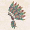 Vector illustration of native american indian chief headdress Royalty Free Stock Photo