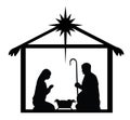 Vector Nativity Scene, Jesus, Mary, Joseph. Christian Background.