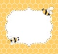 Vector Illustration of a Natural Background with Honeycombs Bees frame hand drawn Royalty Free Stock Photo