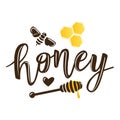 Vector illustration of a `natural honey` lettering