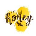 Vector illustration of a `natural honey` lettering