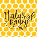 Vector illustration of a `natural honey` lettering