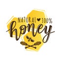 Vector illustration of a `natural honey` lettering