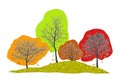 Vector illustration of natural trees with falling leaves. Royalty Free Stock Photo