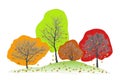Vector illustration of natural trees with falling leaves. Royalty Free Stock Photo