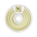 Vector illustration of natural white and yellow pc filament for 3D printing wounded on the spool with a name PC. Royalty Free Stock Photo