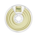 Vector illustration of natural white and yellow peek filament for 3D printing wounded on the spool with a name PEEK. Royalty Free Stock Photo