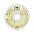 Natural white and yellow polypropylene filament for 3D printing wounded on the spool with a name PP Royalty Free Stock Photo