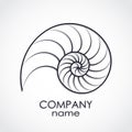 Nautilus shell spiral shape logo Royalty Free Stock Photo