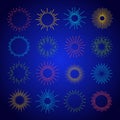 Vector Illustration neon sunburst set colorful style isolated on transparent background Royalty Free Stock Photo