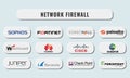 illustration of network firewall tools in 3D web button. Cybersecurity concept