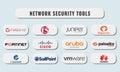 illustration of network security tools in 3D web button. Cybersecurity concept