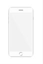 Vector illustration of new version of white modern slim smartphone with blank white screen in realistick style.