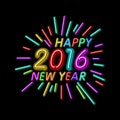 Vector Illustration of 2016 new year Outline neon light BAckground for Design, Website, Banner. Holiday party Element Template. Ch Royalty Free Stock Photo