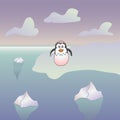 Vector illustration of a newborn penguin. Funny penguin on an iceberg that hatched Royalty Free Stock Photo