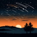 vector illustration of the night sky with stars and meteors