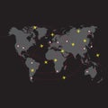 Vector illustration night travel world map