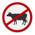 No beef sign. Dietary restriction. Vector illustration