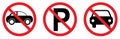 No parking signs with car icons