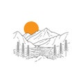 North Cascades National Park in mono line style