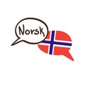 Vector illustration with Norwegian language and national flag of Norway
