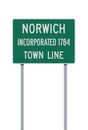 Norwich Town Line road sign