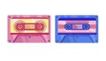 Vector Illustration of nostalgic cassette tapes. Retro styled two old audio compact cassettes Royalty Free Stock Photo