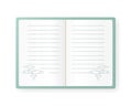 Vector illustration of notebook with bird in the sky. Empty lined paper. The blue cover.