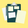 vector illustration of Notebook Labels, Paper notes and clipboard vector in flat design style