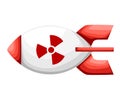 Vector illustration of a nuclear rocket sign. Web site page and mobile app design element Royalty Free Stock Photo